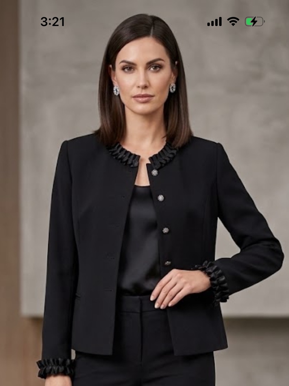 Sunny Choi women’s Black Ruffle-Trim Collar Jacket size 14